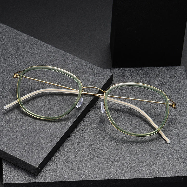 Black Mask Women's Full Rim Oval Screwless Titanium Acetate Eyeglasses 6611 Full Rim Black Mask