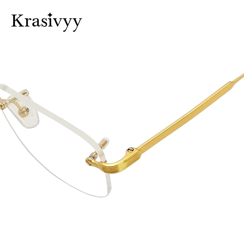 Krasivyy Unisex Rimless Oval Titanium Eyeglasses 2280 Rimless Krasivyy