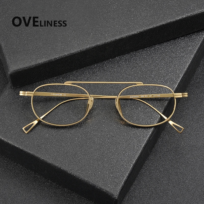 Oveliness Unisex Full Rim Square Double Bridge Titanium Eyeglasses 99504