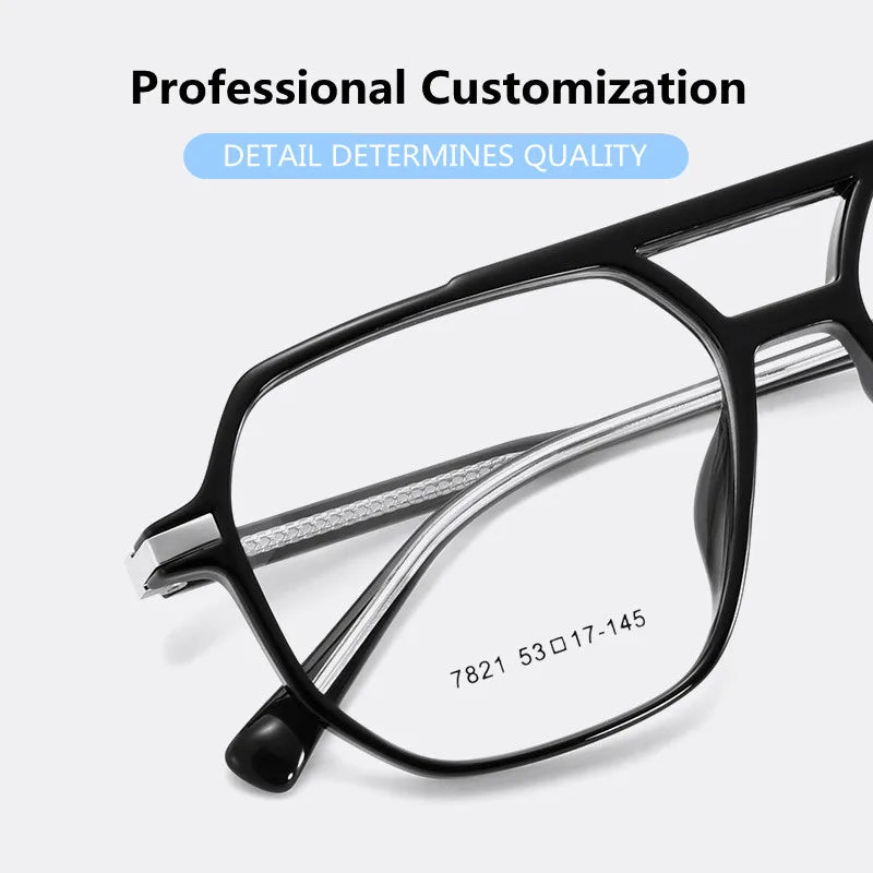 Kocolior Unisex Full Rim Oval Double Bridge Acetate Eyeglasses 7821 Full Rim Kocolior