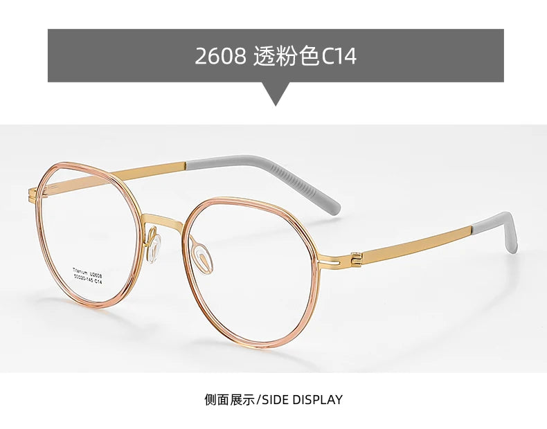 Reven Jate Unisex Full Rim Round Titanium Eyeglasses 2608 Full Rim Reven Jate