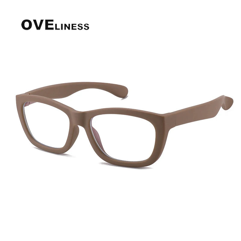 Oveliness Youth Unisex Full Rim Square Tr 90 Titanium Eyeglasses 8214 Full Rim Oveliness coffee  