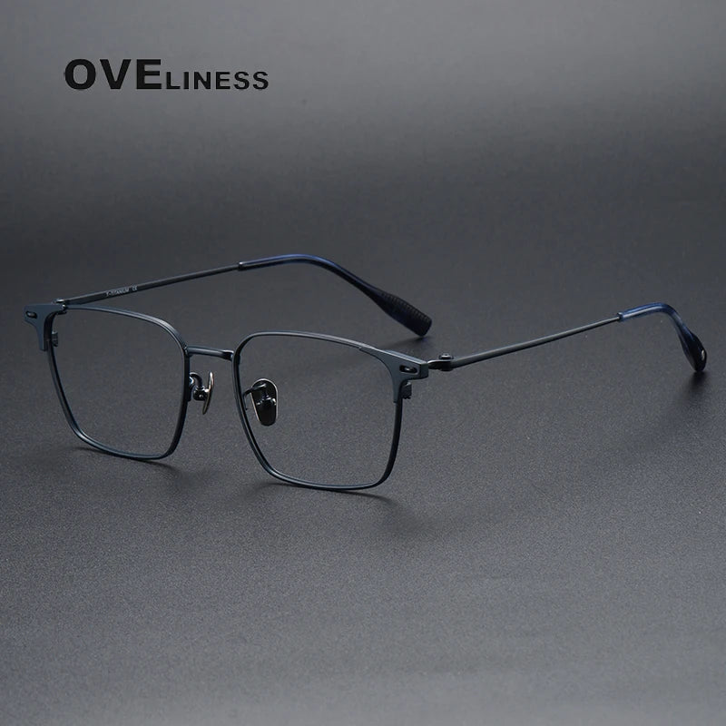 Oveliness Men's Full Rim Square Titanium Eyeglasses 8104 Full Rim Oveliness blue  