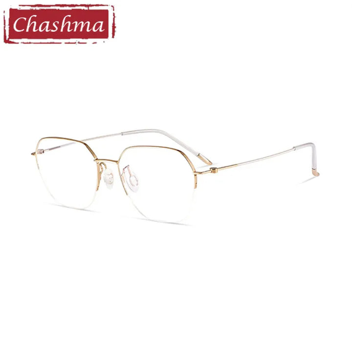 Chashma Ottica Women's Semi Rim Flat Top Polygon Titanium Eyeglasses  7252 Semi Rim Chashma Ottica Gray