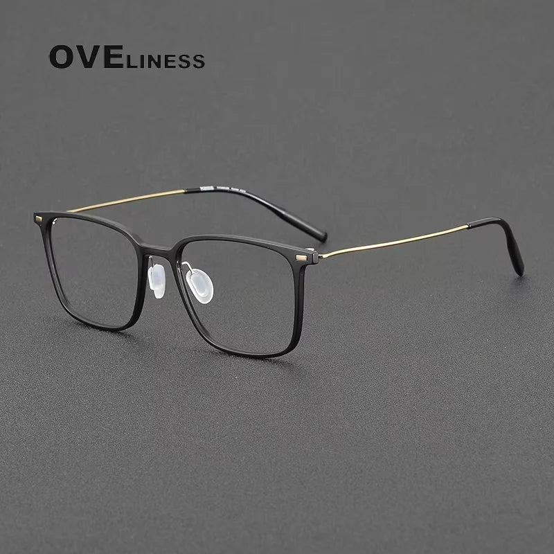 Oveliness Women's Full Rim Square Acetate Titanium Eyeglasses 28673