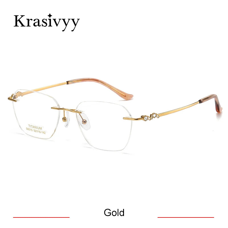 Krasivyy Women's Rimless Polygon Oval Titanium Eyeglasses 36015