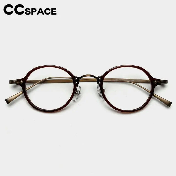 CCSpace Unisex Full Rim Small Round Acetate Eyeglasses 57268 Full Rim CCspace   