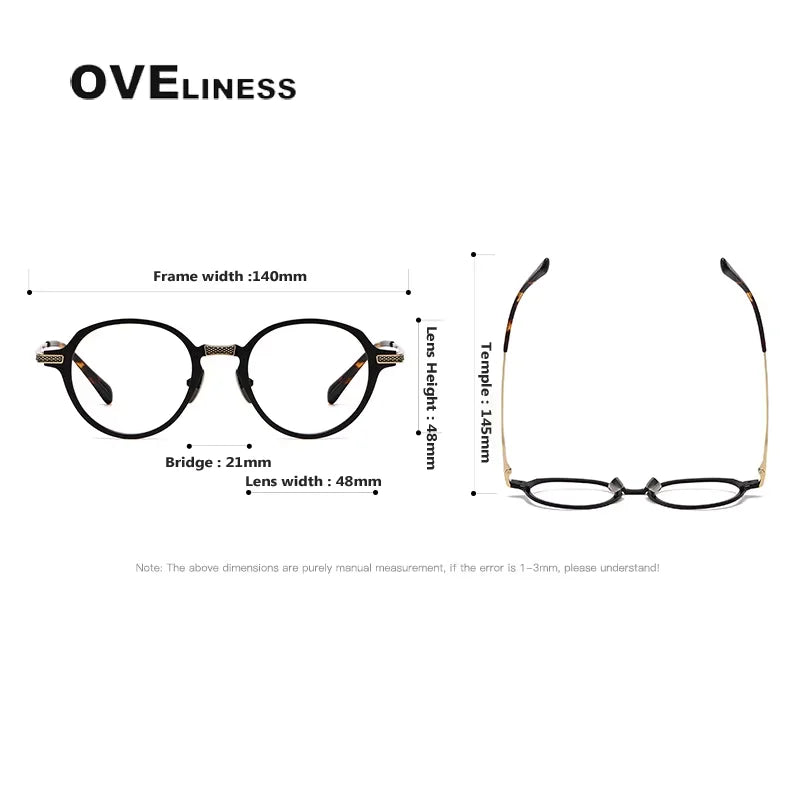Oveliness Unisex Full Rim Round Acetate Titanium Eyeglasses 212426
