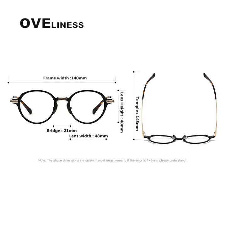 Oveliness Unisex Full Rim Round Acetate Titanium Eyeglasses 212426