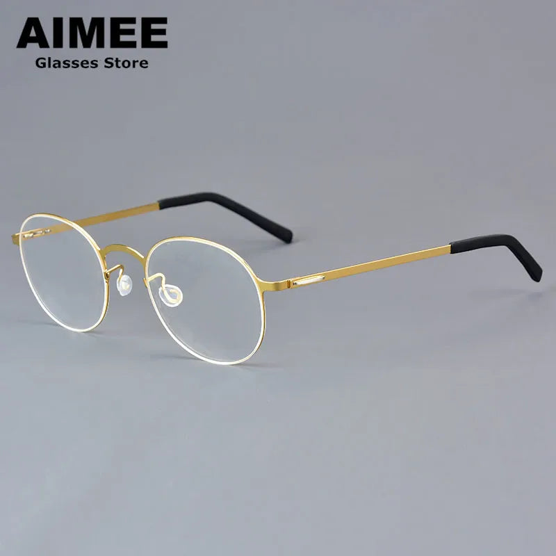 Aimee Women's Full Rim Round Screwless Titanium Eyeglasses 18808