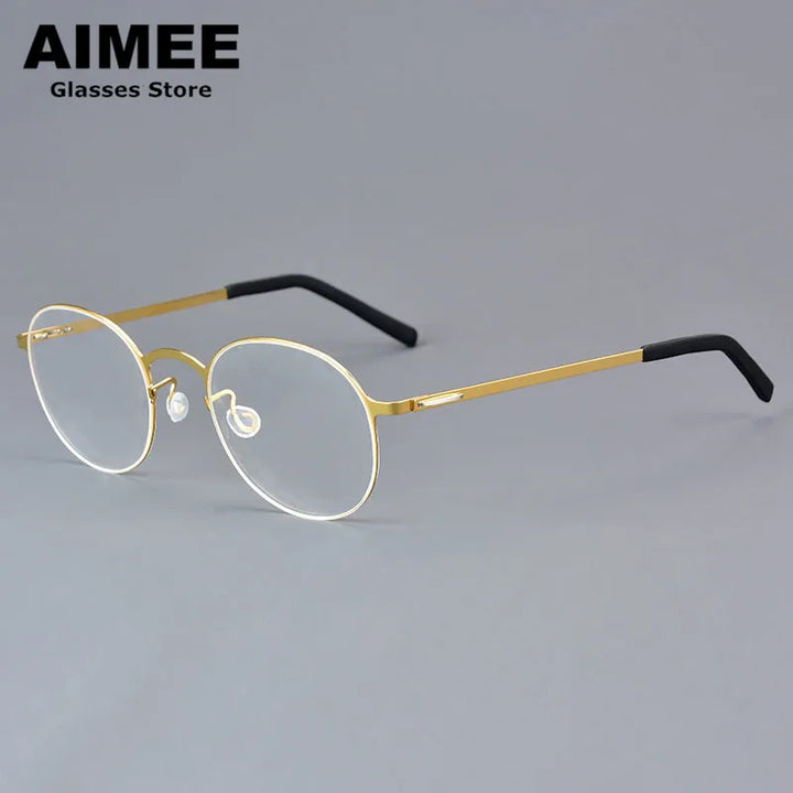 Aimee Women's Full Rim Round Screwless Titanium Eyeglasses 18808