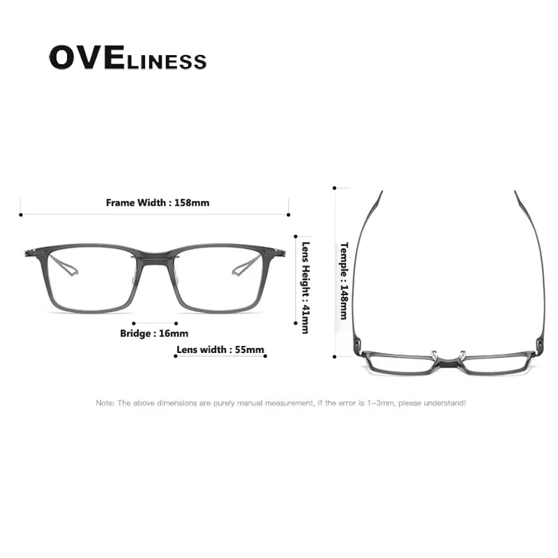 Oveliness Men's Full Rim Big Square Acetate Titanium Eyeglasses 614158