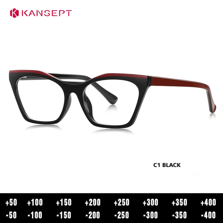Kansept Women's Full Rim Square Tr 90 Titanium Reading Glasses 68044