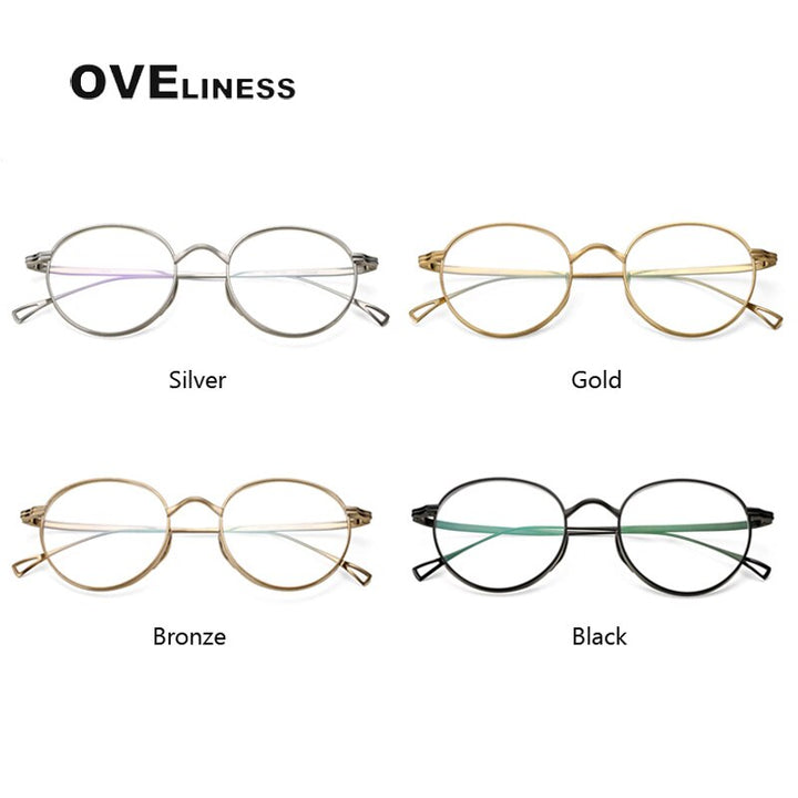 Oveliness Unisex Full Rim Round Titanium Eyeglasses 10518 Full Rim Oveliness