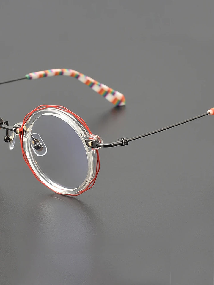 Nobler Unisex Full Rim Round Acetate Titanium Eyeglasses G503 Full Rim Nobler