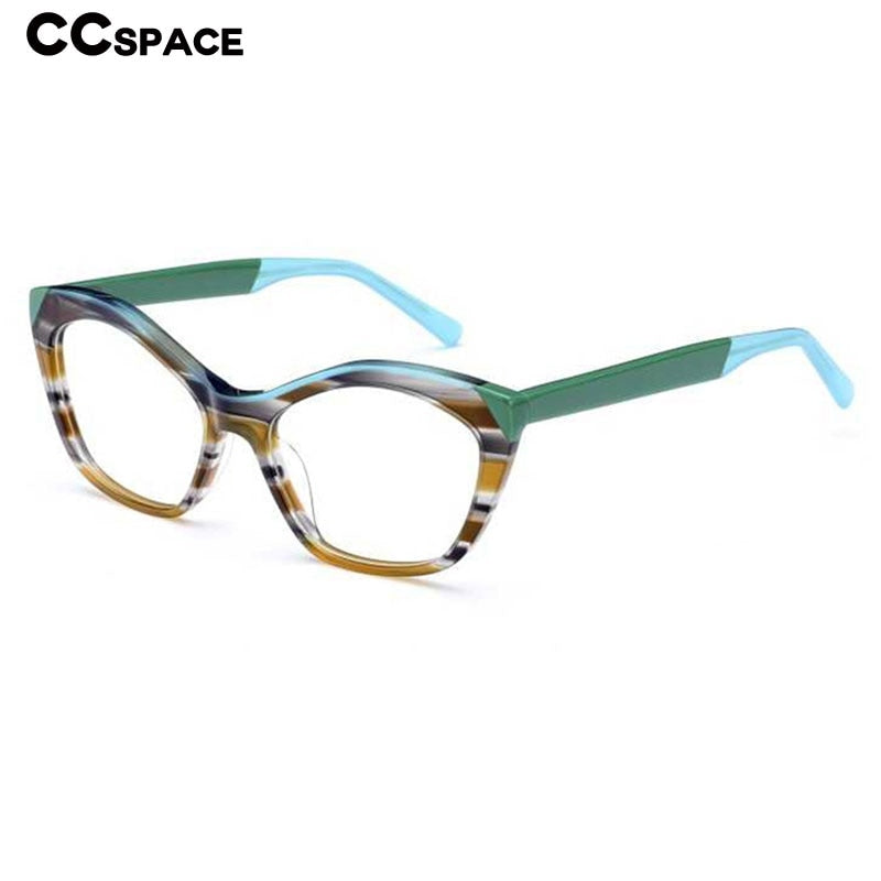 CCspace Unisex Full Rim Cat Eye Acetate Fiber Eyeglasses 56527 Full Rim CCspace