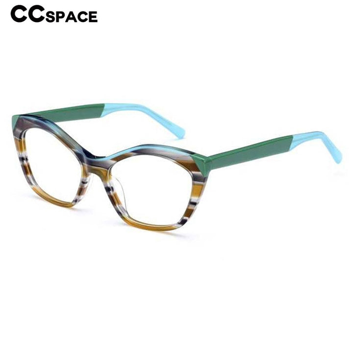 CCspace Unisex Full Rim Cat Eye Acetate Fiber Eyeglasses 56527 Full Rim CCspace