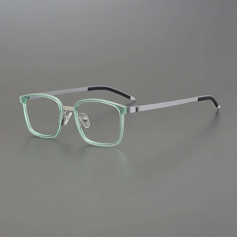 Gatenac Unisex Full Rim Square Acetate Stainless Steel Eyeglasses Gxyj1224 Full Rim Gatenac Green