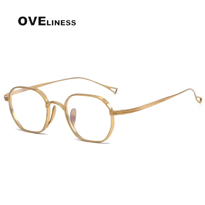 Oveliness Women's Full Rim Square Polygon Titanium Eyeglasses 9917 Full Rim Oveliness gold