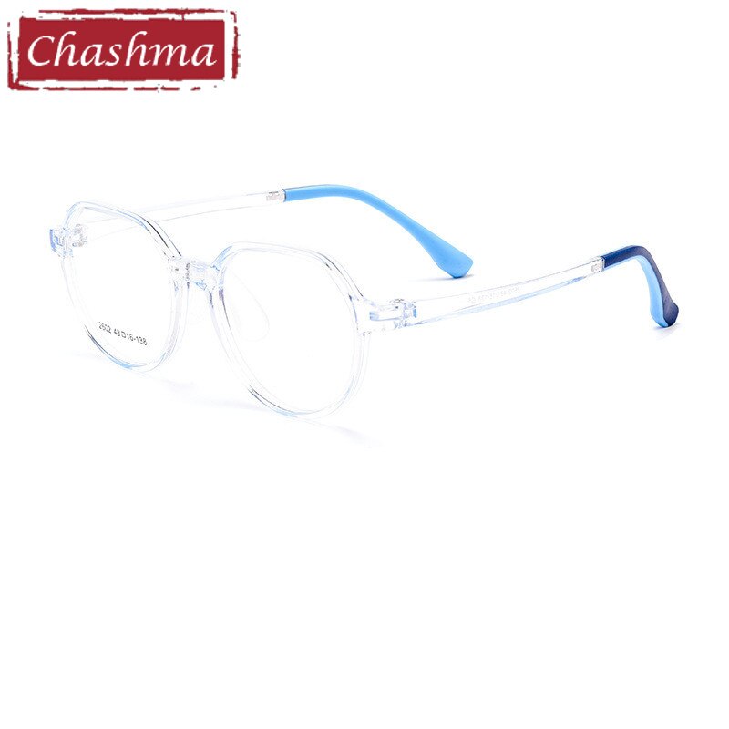 Chashma Unisex Children's Full Rim Round Tr 90 Titanium Eyeglasses 2602 Full Rim Chashma Transparent Blue