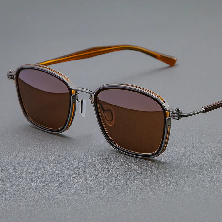 Black Mask Unisex Full Rim Square Titanium Acetate Sunglasses 19546