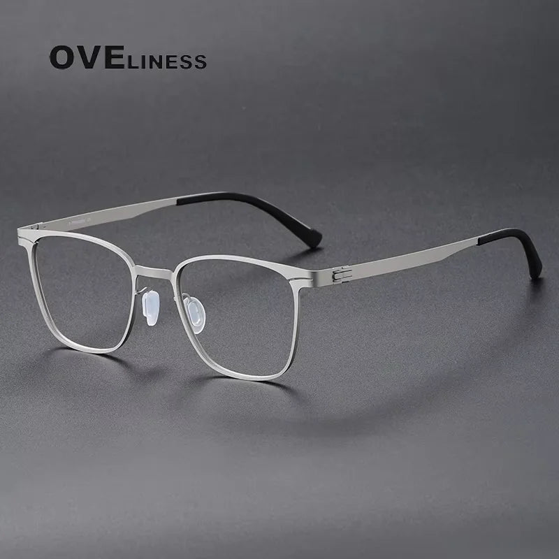 Oveliness Women's Full Rim Square Titanium Eyeglasses 80997 Full Rim Oveliness silver