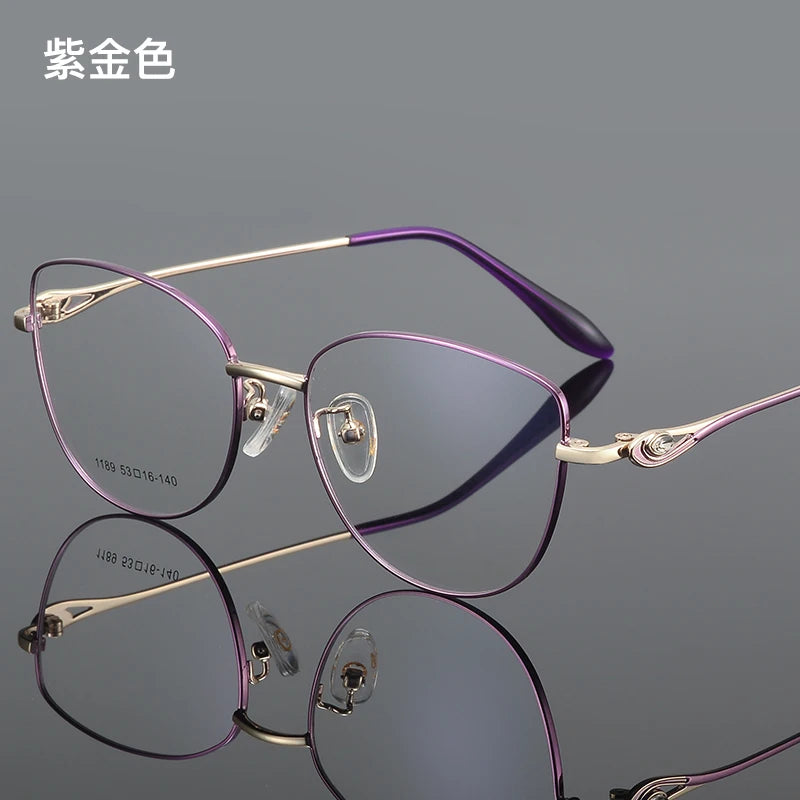 Bclear Women's Full Rim Oval Cat Eye Alloy Eyeglasses 61189