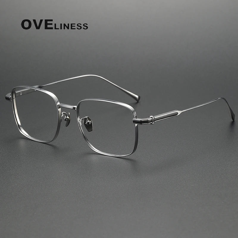 Oveliness Men's Full Rim Square Titanium Eyeglasses 80984 Full Rim Oveliness silver  