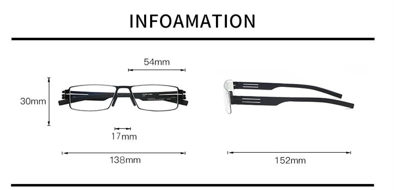 Black Mask Unisex Full Rim Square Stainless Steel Eyeglasses Ib005 Full Rim Black Mask