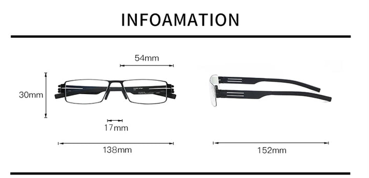Black Mask Unisex Full Rim Square Stainless Steel Eyeglasses Ib005 Full Rim Black Mask