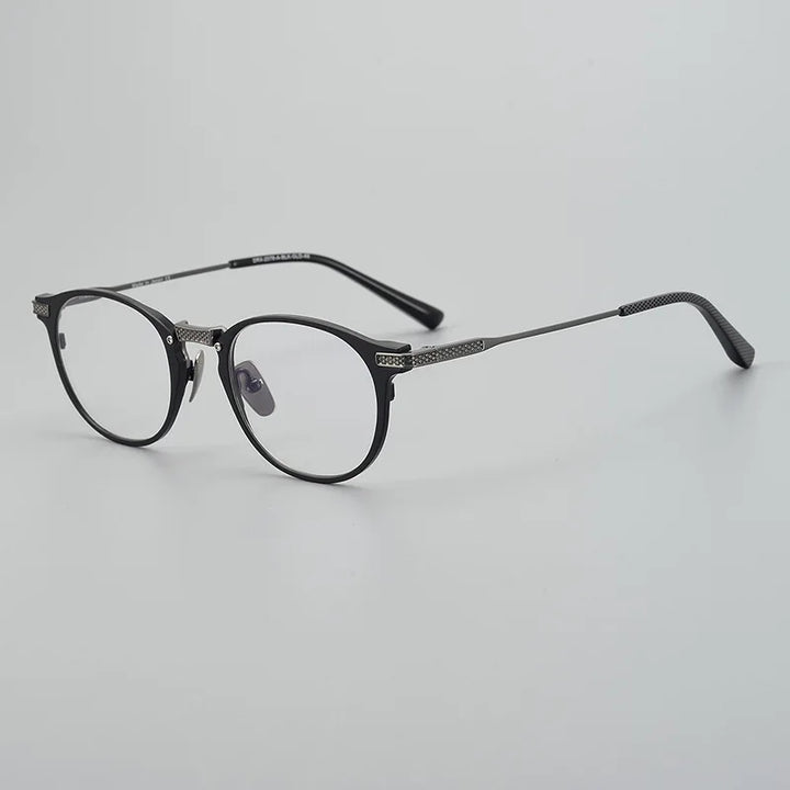 Black Mask Unisex Full Rim Round Square Titanium Eyeglasses D2078 Full Rim Black Mask Black-Gray  