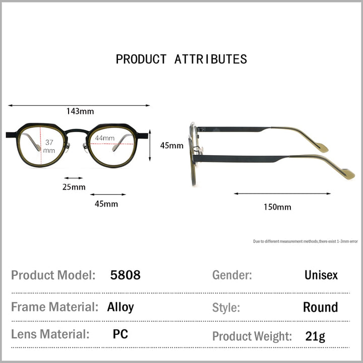 Muzz Men's Full Rim Square Acetate Titanium Alloy Eyeglasses 58081 Full Rim Muzz