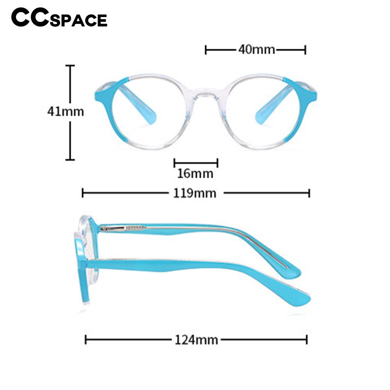 CCspace Unisex Children's Full Rim Round PC Plastic Eyeglasses 56544 Full Rim CCspace