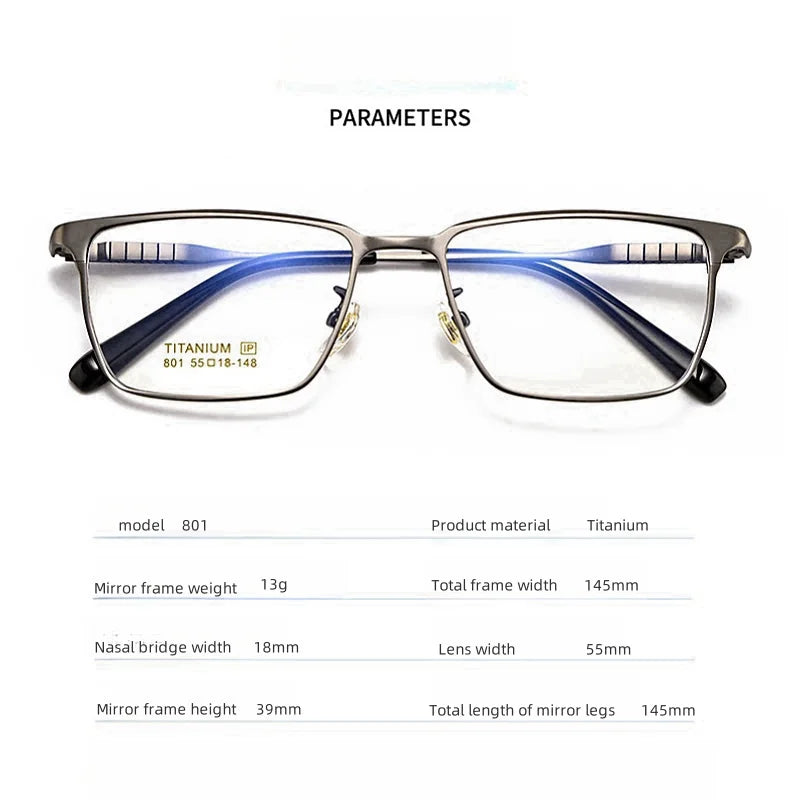 Hdcrafter Men's Full Rim Polygon Square Titanium Eyeglasses 80147