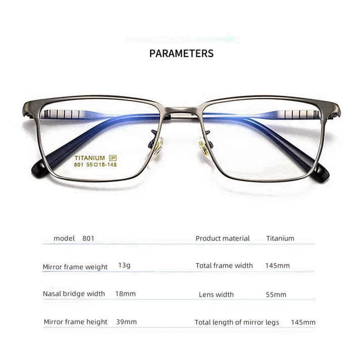 Hdcrafter Men's Full Rim Polygon Square Titanium Eyeglasses 80147