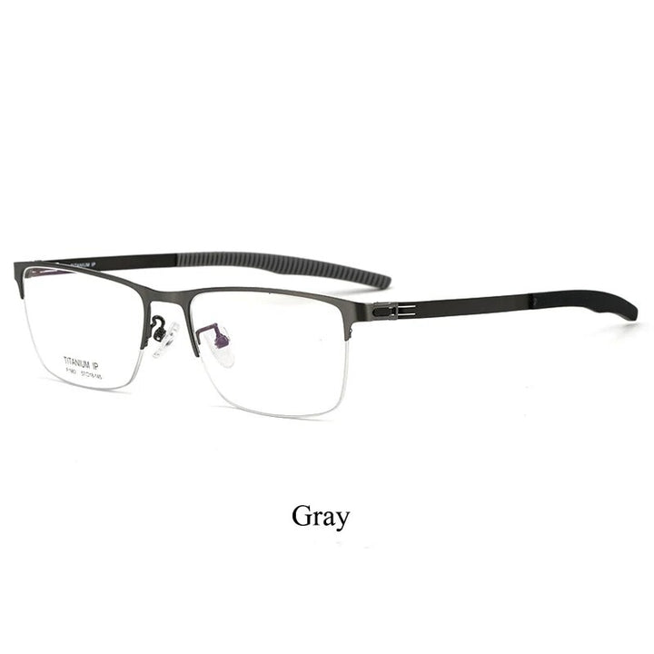 Bclear Unisex Semi Rim Square Titanium Eyeglasses Bsf1983 Semi Rim Bclear gray