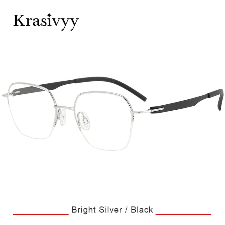 Krasivyy Women's Semi Rim Polygon Screwless Titanium Eyeglasses 315002