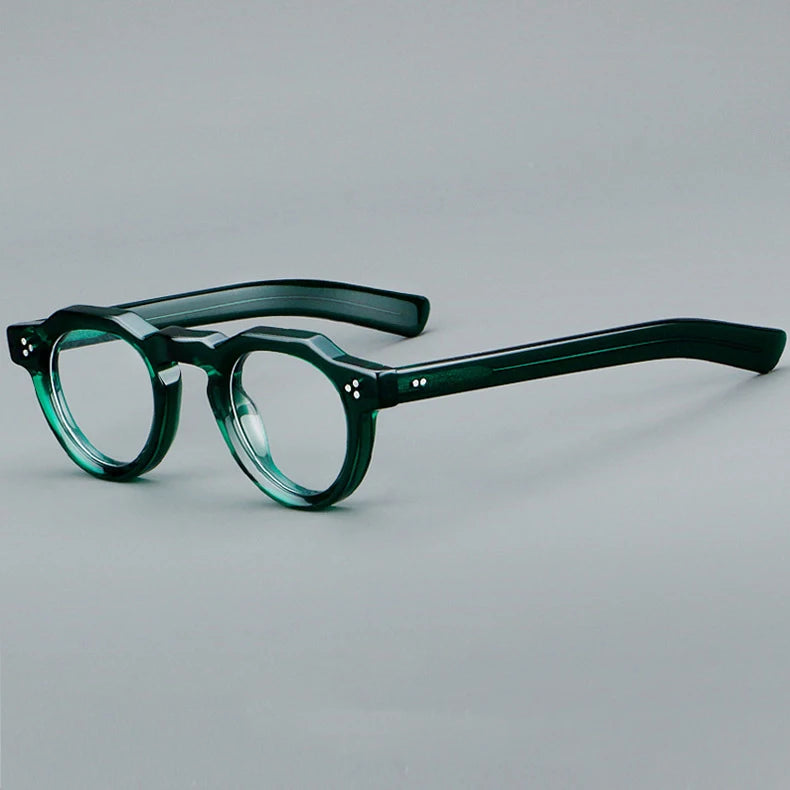 CCspace Unisex Full Rim Flat Top Round Acetate Eyeglasses 57171 Full Rim CCspace CGreen