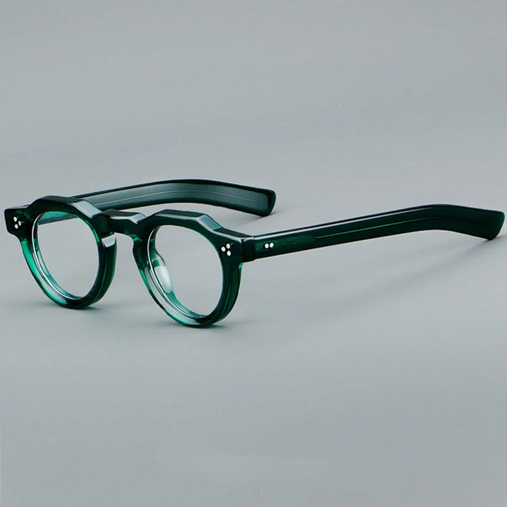 CCspace Unisex Full Rim Flat Top Round Acetate Eyeglasses 57171 Full Rim CCspace CGreen