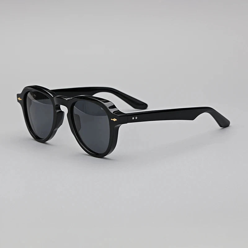 Hewei Unisex Full Rim Square Acetate Sunglasses 0018 Sunglasses Hewei black-black as picture 