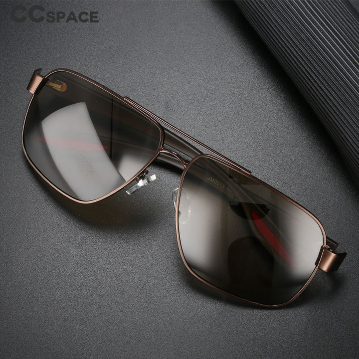 CCspace Men's Full Rim Square Double Bridge Alloy Polarized Sunglasses 56362 Sunglasses CCspace Sunglasses
