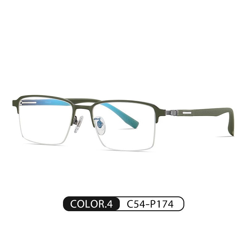 Zirosat Men's Semi Rim Square Tr 90 Titanium Eyeglasses St6208 Semi Rim Zirosat C4  