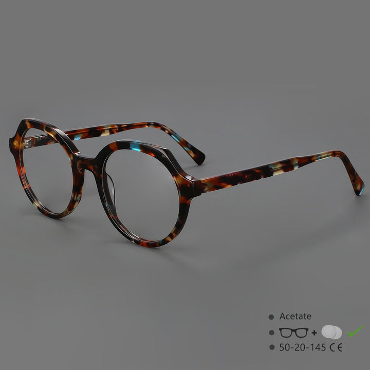 CCspace Unisex Full Rim Irregular Round Acetate Eyeglasses 55911 Full Rim CCspace TortoiseshellGreen China