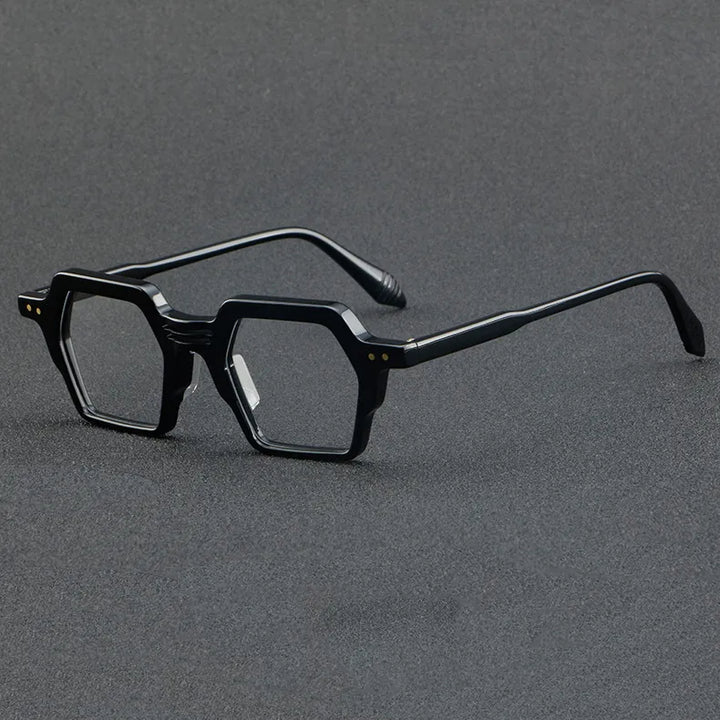 CCspace Unisex Full Rim Polygon Acetate Eyeglasses 56914 Full Rim CCspace C1Black
