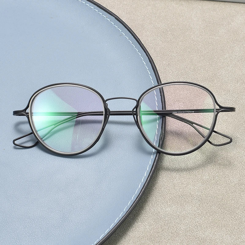 Black Mask Unisex Full Rim Round Titanium Eyeglasses 59100