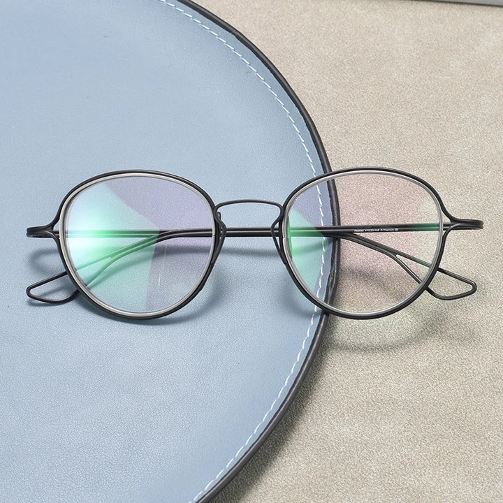 Black Mask Unisex Full Rim Round Titanium Eyeglasses 59100