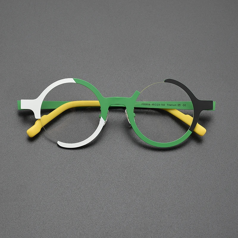 Nobler Unisex Semi Rim Round Titanium Eyeglasses 5808 Full Rim Nobler C6