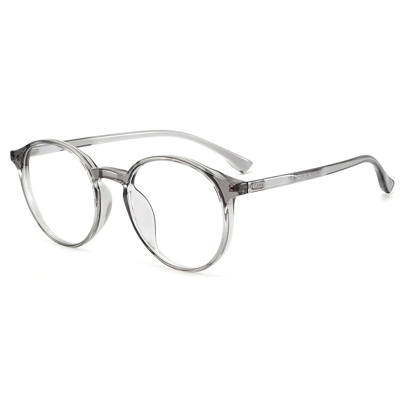 Bclear Unisex Full Rim Round Tr 90 Titanium Eyeglasses 90302 Full Rim Bclear Gray
