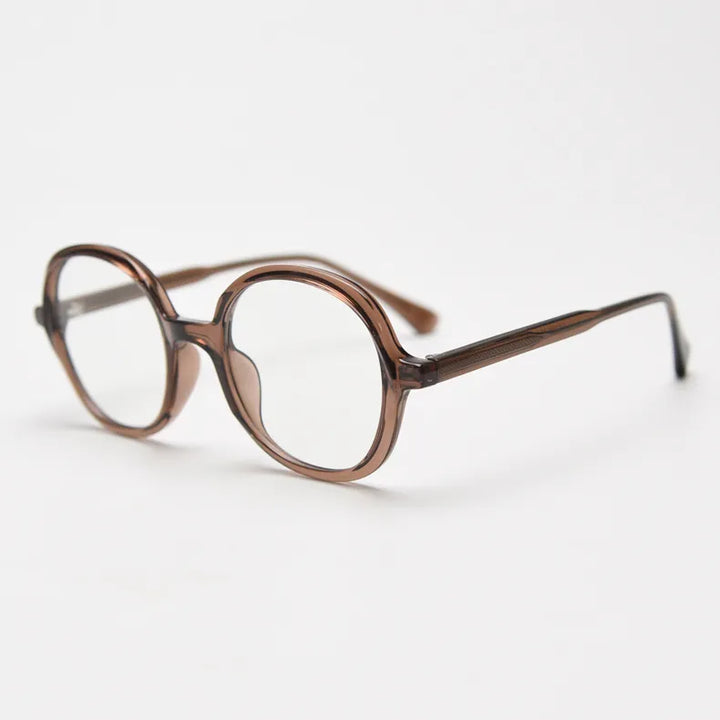 CCspace Unisex Full Rim Large Round Tr 90 Titanium Eyeglasses 56945 Full Rim CCspace C5Tea
