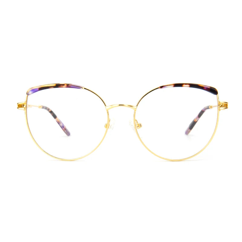 Vicky Women's Full Rim Round Cat Eye Stainless Steel Acetate Reading Glasses 7352 Reading Glasses Vicky SR7352-C3 0